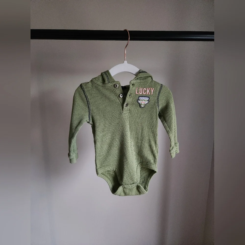 Lucky Brand Hooded Onesie‎ & Pants Outfit 6-9M